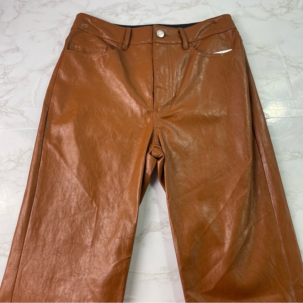 ALC Womens Brown High Rise Faux Leather Straight Leg Pant Size 2 New With Tags